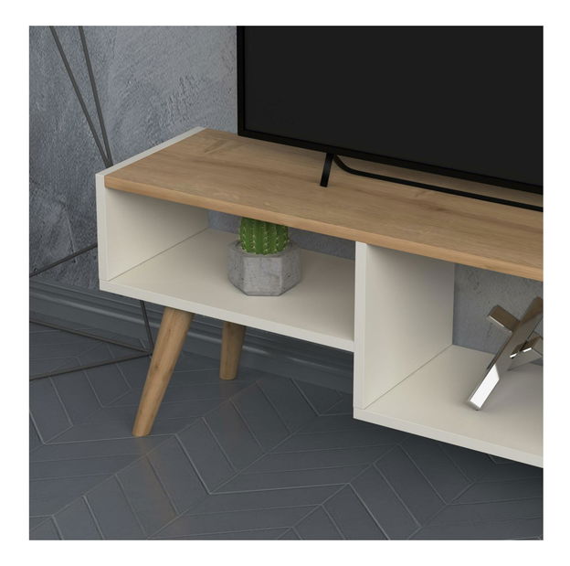 TV stolík/skrinka Timami (biela + dub) 