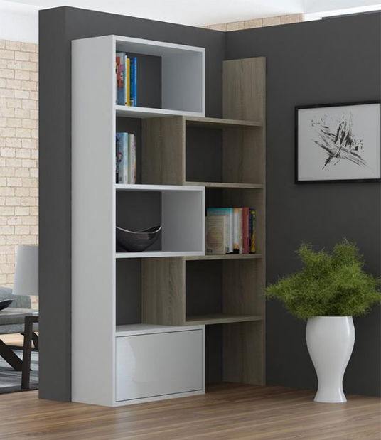 Regál Unwest (biela + dub sonoma) *výpredaj