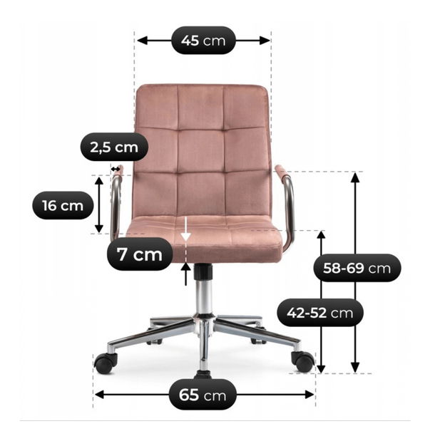 Detská otočná stolička Astronautic (ružový zamat) 