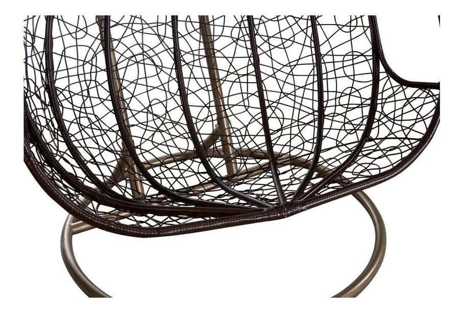 Závesné dvojkreslo Deber (medená + hnedá + krémová) 