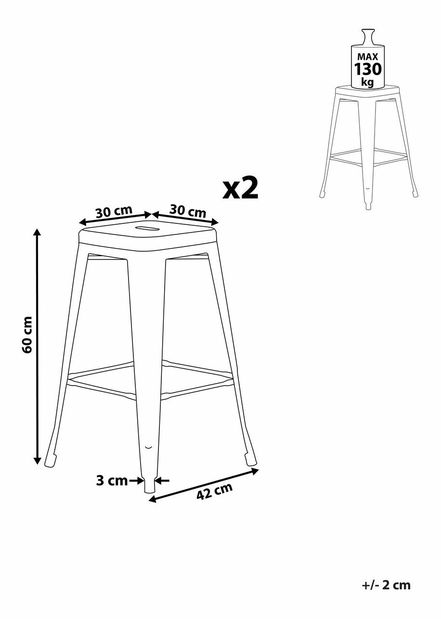 Set 2 buc scaune tip bar 60 cm Chloe (roz)