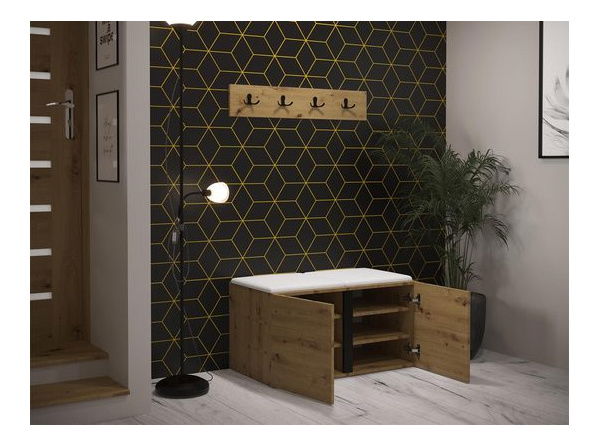 Mobilier hol Tovenaz VI (stejar artisan + negru)