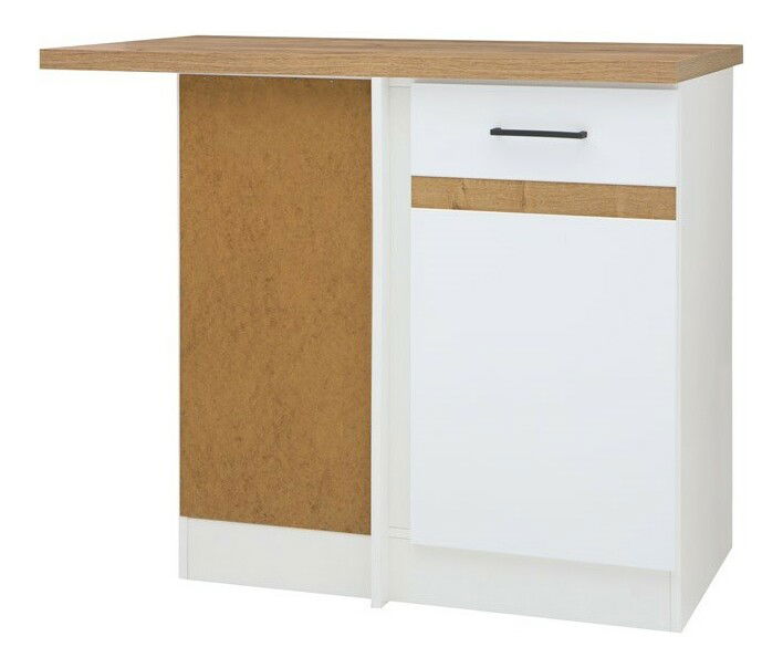 Dulap inferior de bucătărie, de colț Junona line DNW/100/82/L (Alb + Alb lucios + Stejar craft auriu)