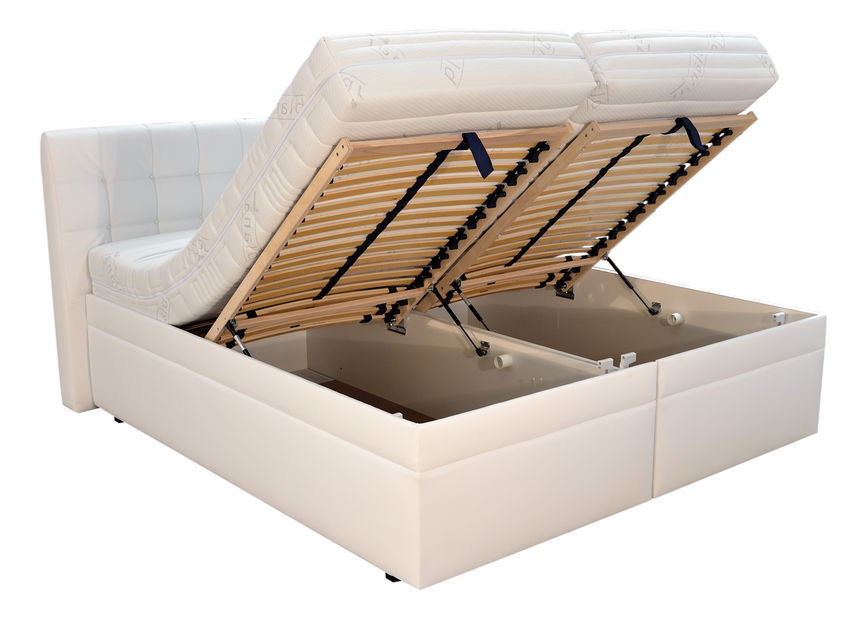 Manželská posteľ 180 cm Blanár Monaco (biela) (s roštami, matracmi, prehozom a vankúšmi)