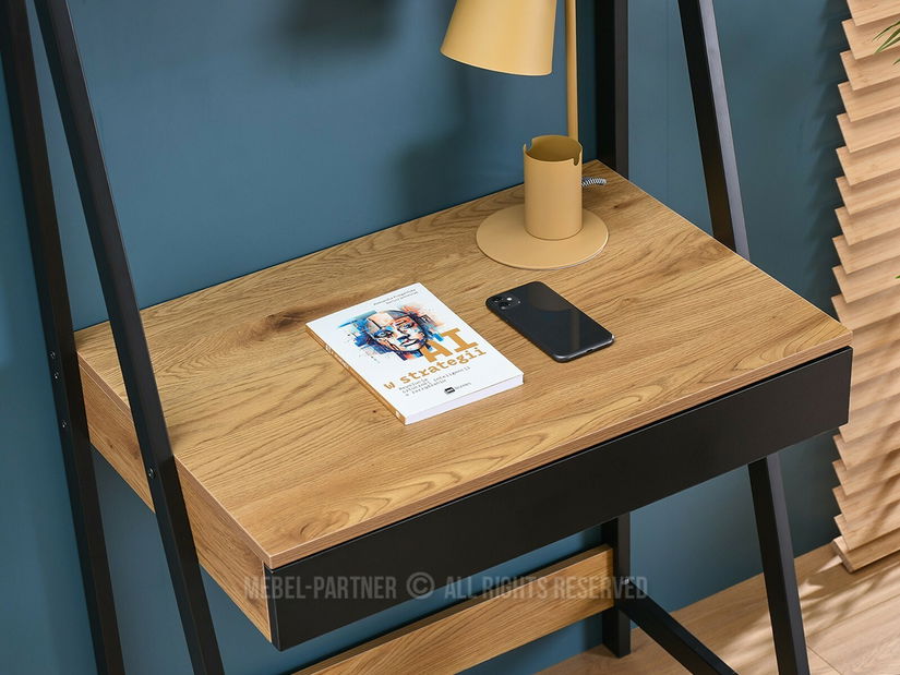 Masă PC Dylen (stejar negru + negru)