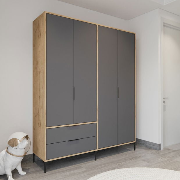 Šatníková skriňa Roya 2 (dub + antracit)