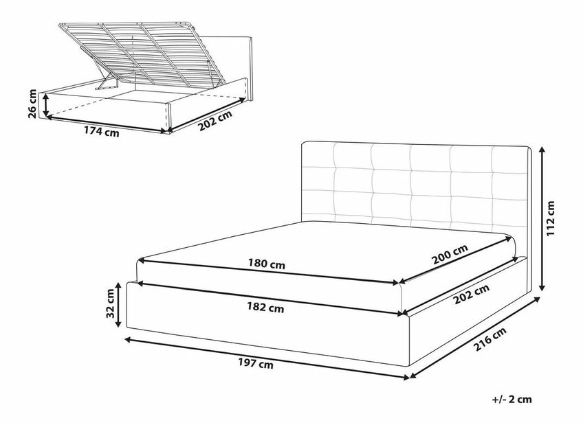 Manželská posteľ 180 cm Lorza (zamatová sivá)