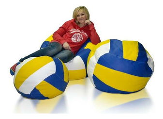 Fotoliu puf Volejbal L (Alb + Galben + Albastru)