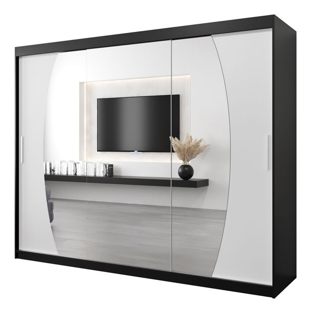 Ormar za garderobu 250 cm Eclipse (crna mat + bijela mat)