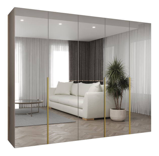 Ormar za garderobu 250 cm Alice 3 (kašmir + zlatna)