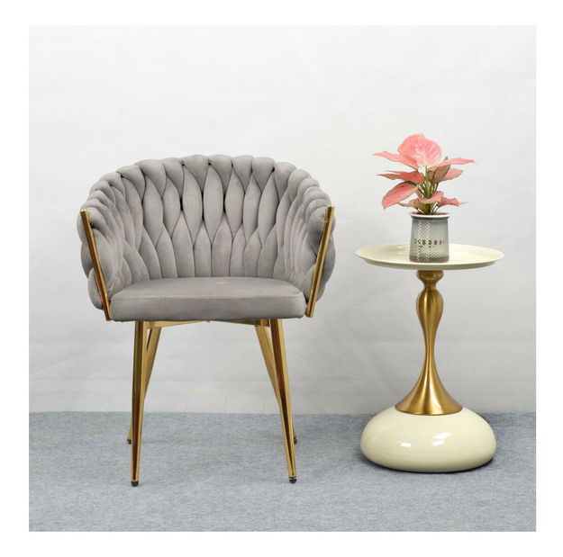 Jedálenská stolička Delila (sivohnedá + chróm zlatý)