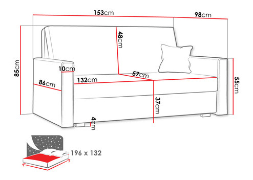 Sofa na razvlačenje Clovea Piano III (plava) (s prostorom za odlaganje)