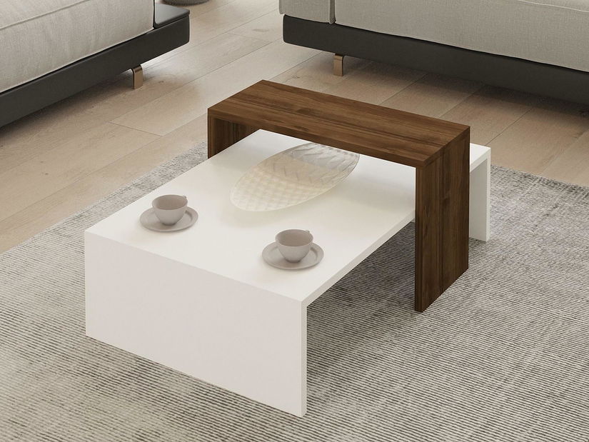 Dohányzóasztal Glowie (dió + fehér)