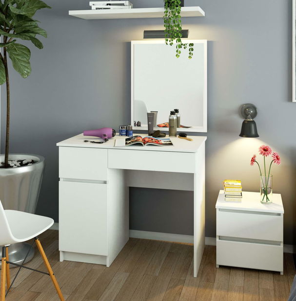 Toaletni stolić Parijat (bijela) (s ogledalom) (L)