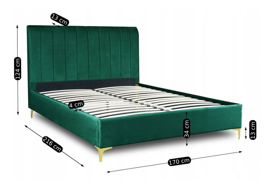 Pat matrimonial 160 cm Malasia (verde) (cu somieră)