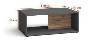 Konferenčný stolík Marline (grafit + dub tmavý)