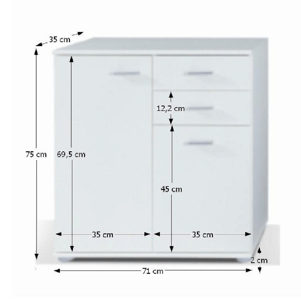 Komoda Tammy 2 2T2S (bijela) 