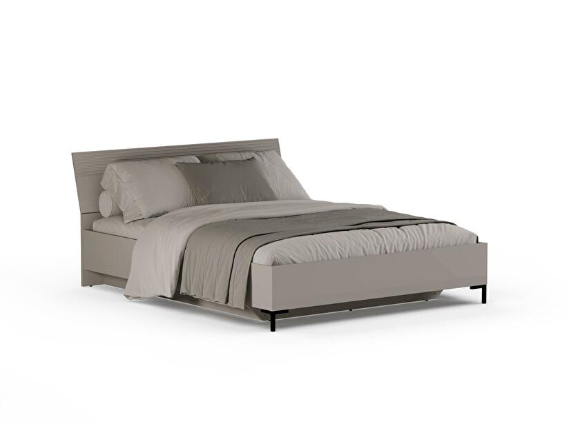 Franciaágy 160 cm Demandaron (taupe + silverjack tölgy) (ágyráccsal) (tárolóhellyel)