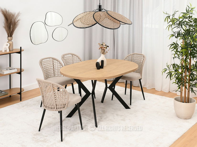 Blagovaonski stol Rompa (hrast + crna)