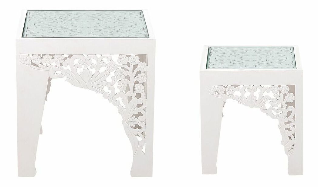 Set 2 măsuțe cafea Alfild (alb)