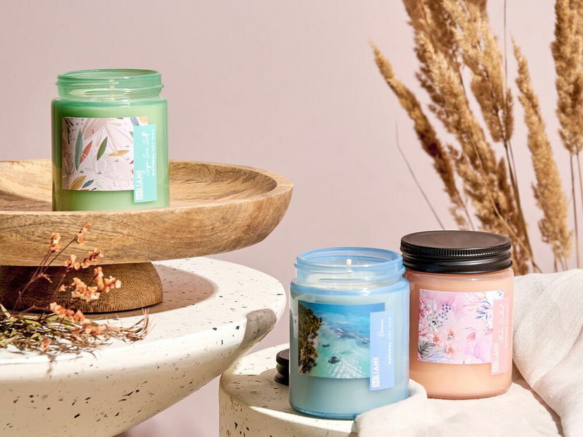 Set de 3 lumânări parfumate cu salvie și sare de mare/ocean/orhidee Baila (roz)