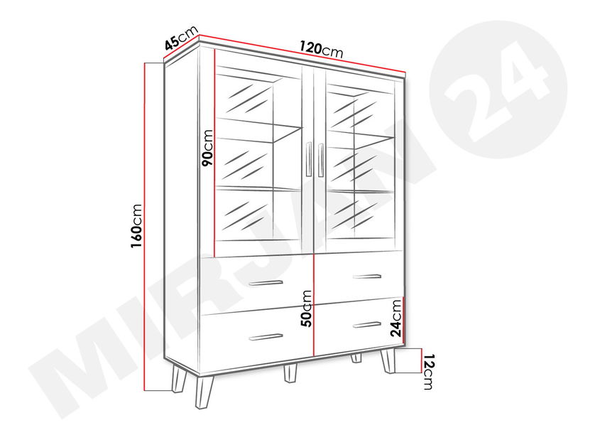 Vitrină Solara 2D4S (alb + Stejar sonoma)