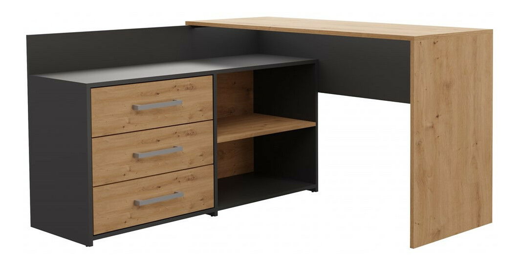 Masă PC de colț Debio 1 (antracit + stejar artisan)
