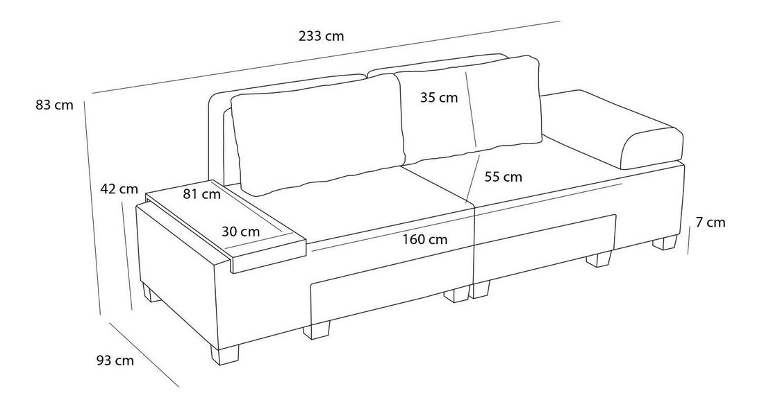 Sofa na razvlačenje Perenilla L (antracit + orah)