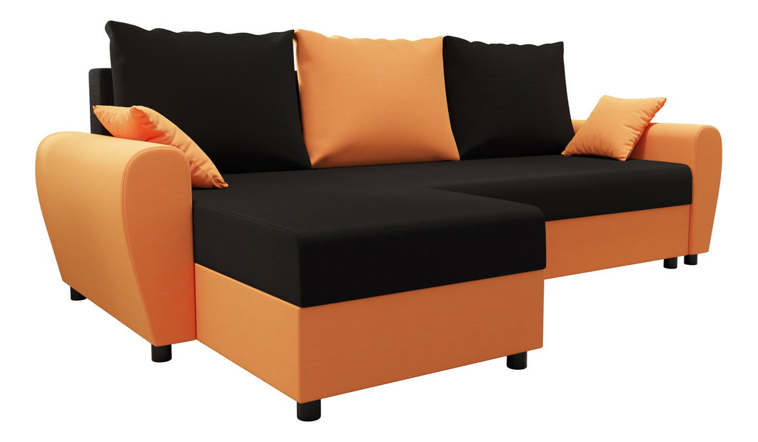 Rohová sedacia súprava Fleur L (oranžová + čierna) (L)