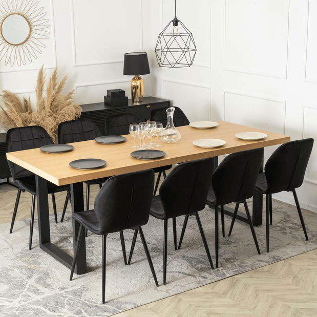 Jedálenský set Ecunumici 3 (dub zlatý + čierna) (pre 8 osôb)