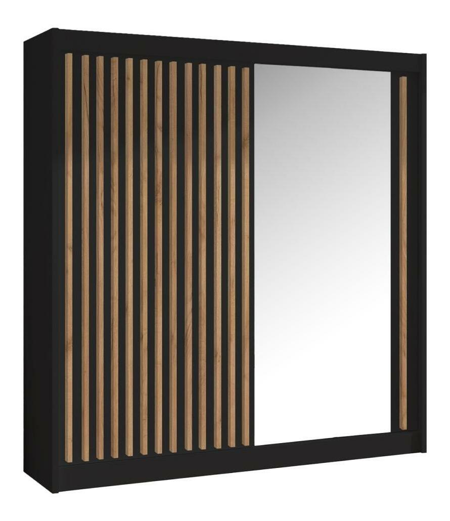 Šatníková skriňa LADLER (čierna + dub CRAST)