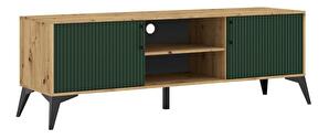 TV asztal/szekrény Luvonut LU1 (artisan tölgy + sötétzöld + fekete) 