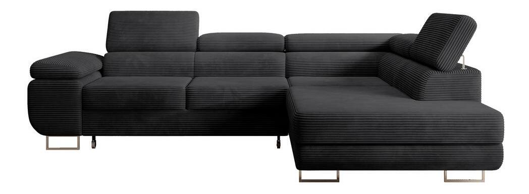 Rohová sedacia súprava Stiletto (P) (čierna + strieborná)