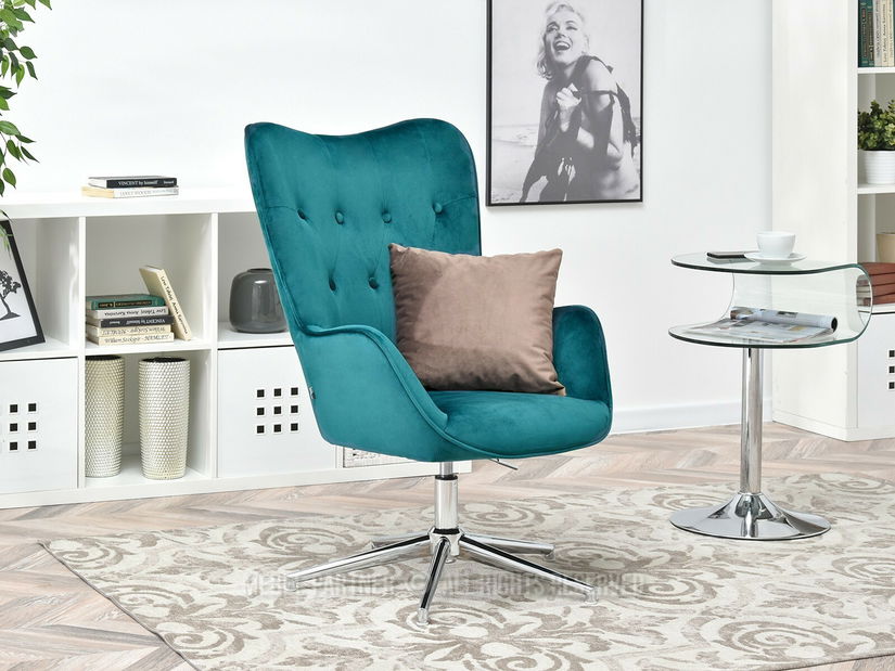 Kreslo Truni (tyrkysová + chrómová)