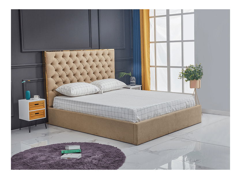 Manželská posteľ 160 cm Nadina (s roštom) (béžová)