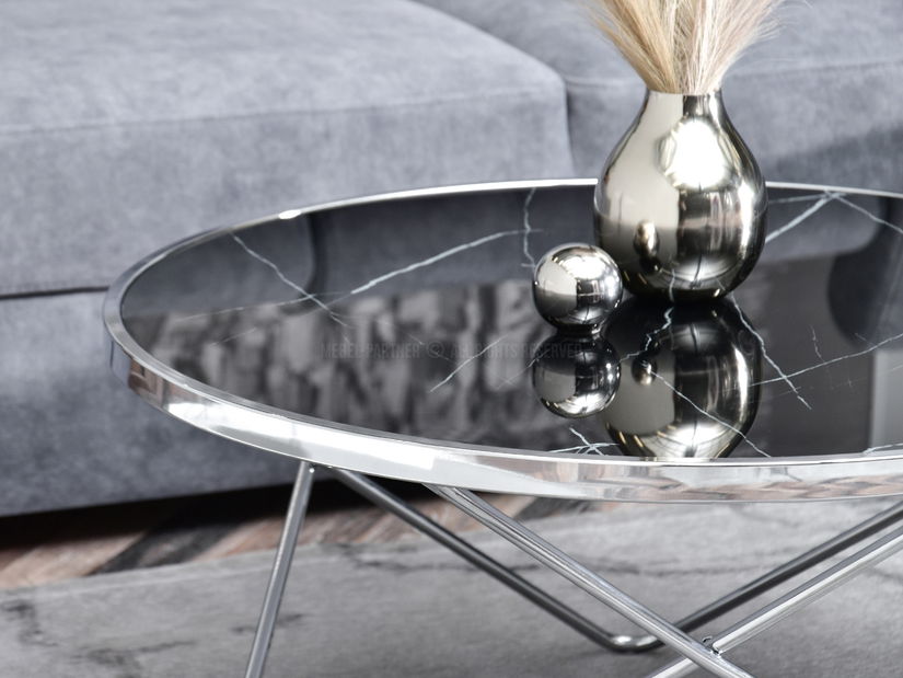 Dohányzóasztal Armin Xl (fekete márvány + króm)