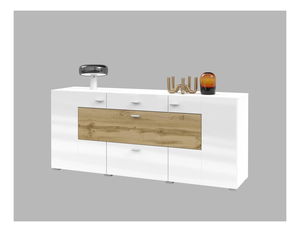 Comodă Cobie Typ 26 (alb lucios + Stejar wotan)