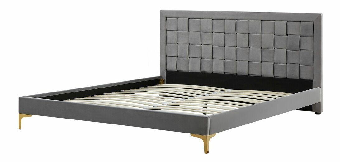 Pat matrimonial 180 cm LIMO (polyester) (gri) (cu somieră)