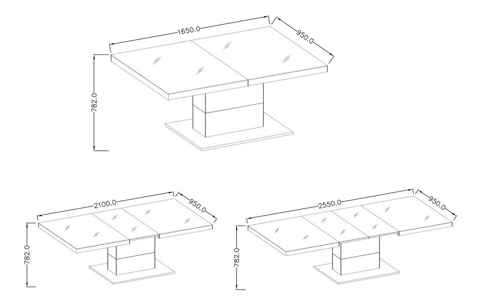 Jedálenský stôl Tashia Typ 81 (pre 6 až 8 osôb) (biela + vysoký lesk biely)