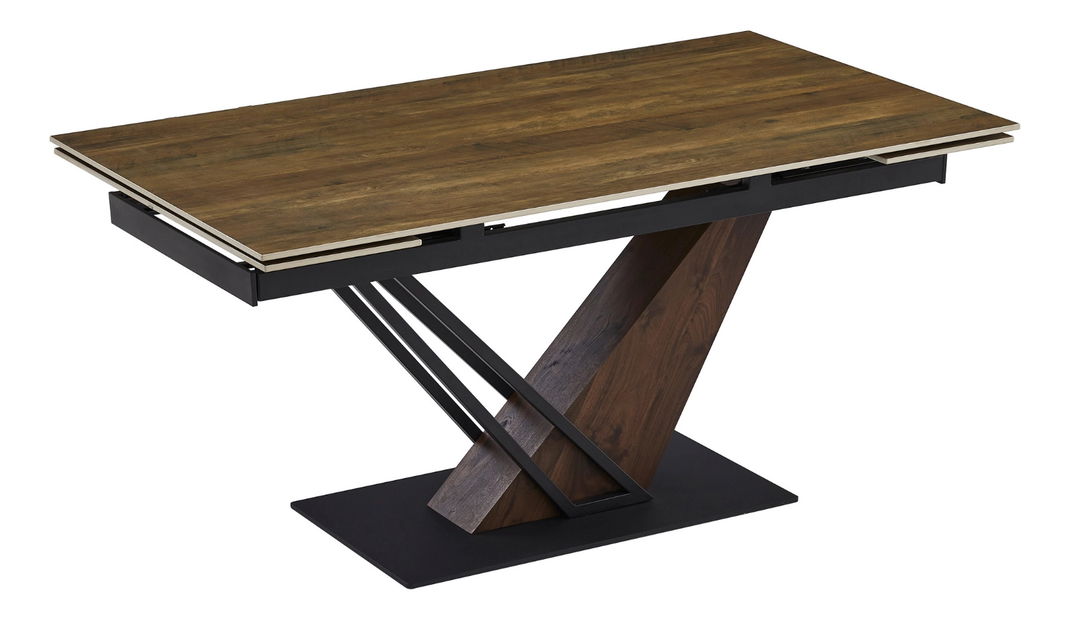 Széthúzható étkezőasztal Rixy (sötét tölgy + fekete) (6-8 fő részére)