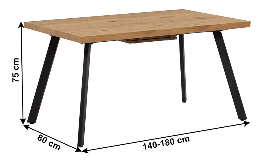 Masă de sufragerie Nelen (pentru 6-8 persoane) (stejar + metal)