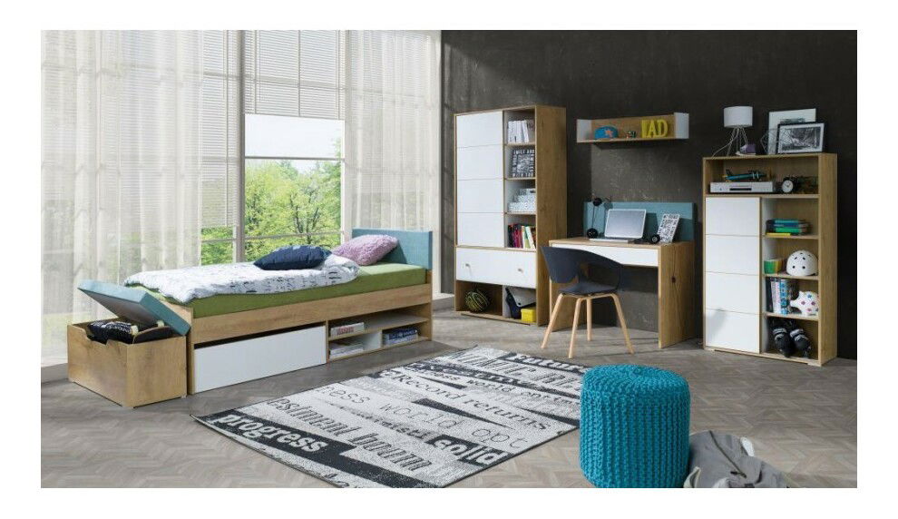 Truhlica Minley M8 (dub lefkas + sivá)