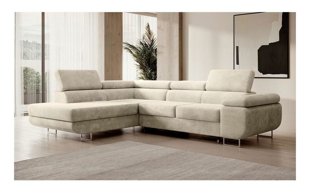 Kutna garnitura Stiletto (L) (svijetlobež + srebrna)