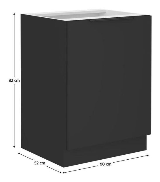 Alsó konyhaszekrény Sobera 60 D 1F BB (fekete) 