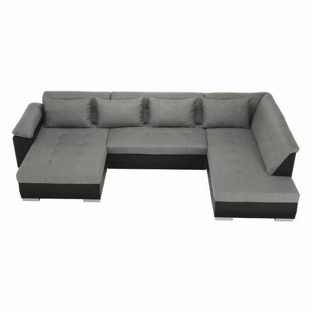 Rohová sedačka U Lenona (čierna + svetlosivá) (P)