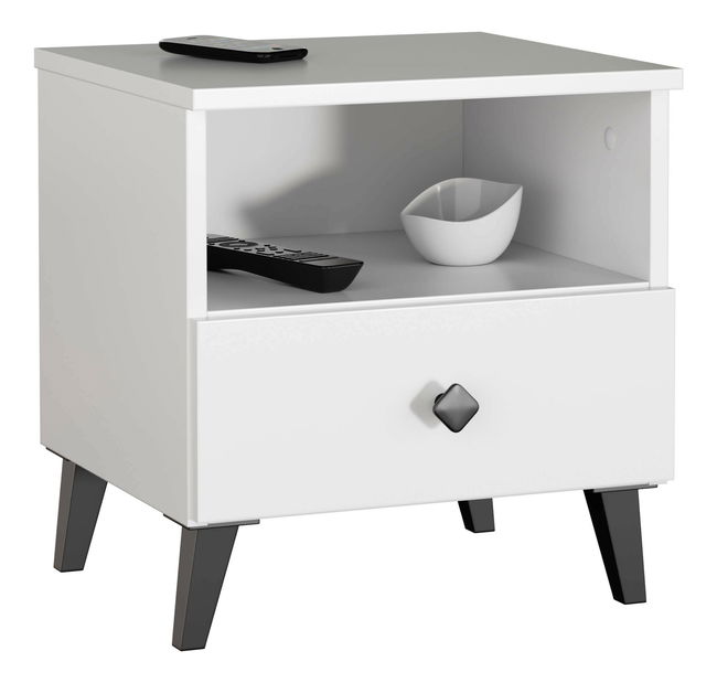 Nočný stolík Mandatarios (biela + čierna)