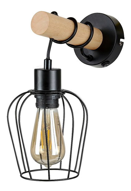 Zidna svjetiljka Hadia 5244 (prirodna + crna mat)