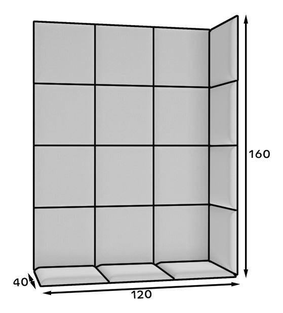 Set 19 tapeciranih panela Quadra 120x160 cm (svijetlosiva)