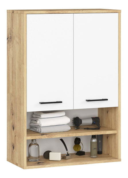 Závesná kúpelňová skrinka Farid TYP 7 (dub artisan + biela)