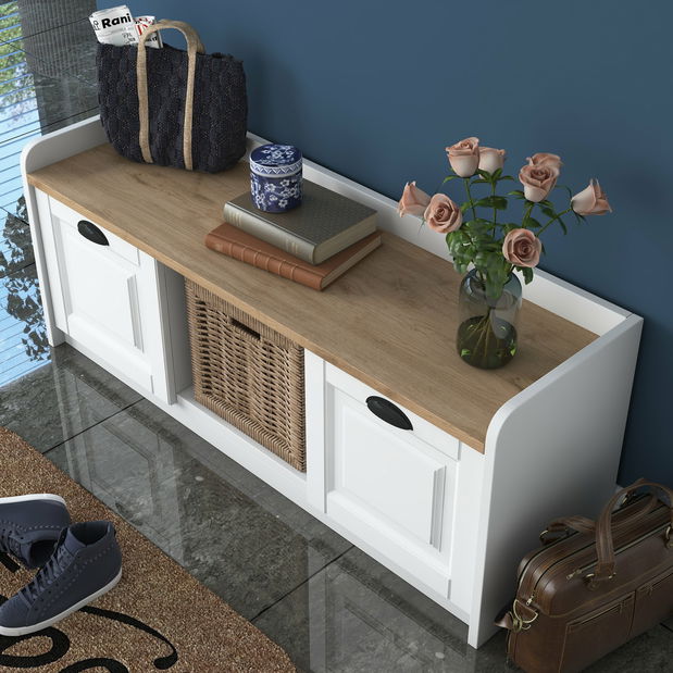 Ormarić za obuću Pixie 2 (bijela + orah)